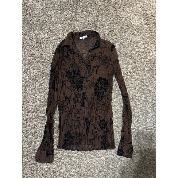 Claudia Richard Y2K Long Sleeve Top S Coffee Mocha Mousse Chocolate Brown - Picture 1 of 3